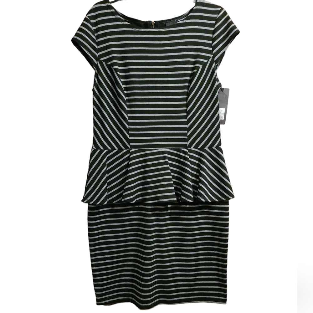Mossimo Women's Black & Gray Striped Dress Sz L NWT